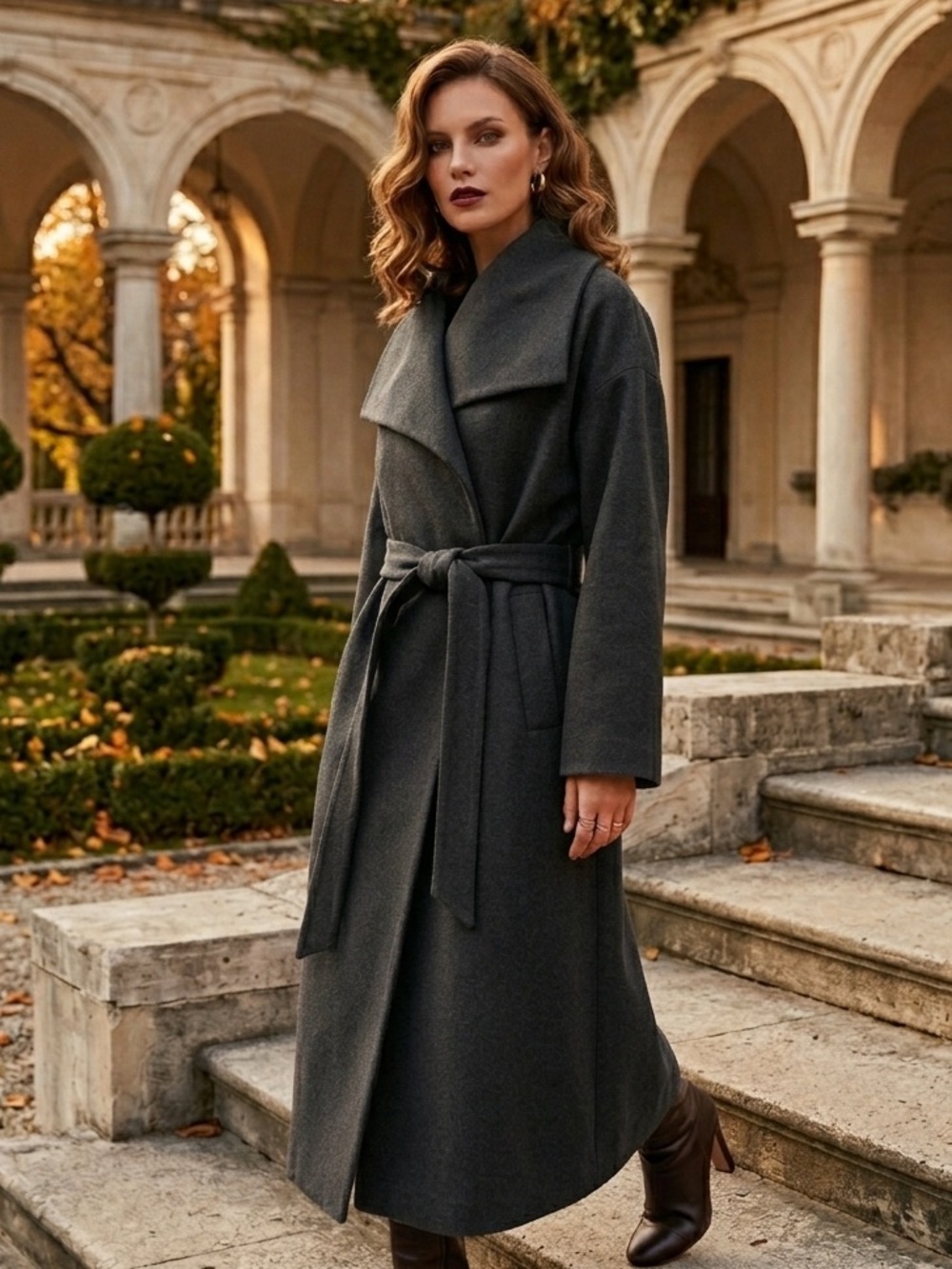 Mango Jungle Long Wool Blend Coat - 5829929 - Dark Grey - LARGE